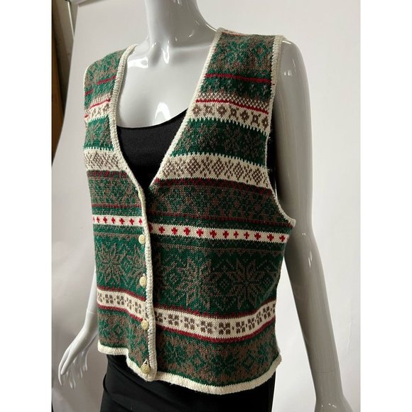 Copper Key Womens Cardigan Sweater Vest Green Ramie Cotton Sleeveless L New - Picture 5 of 12